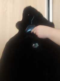 Шуба з капюшоном Натуральне хутро Норка чорна Мутонова довга Нова 52 L