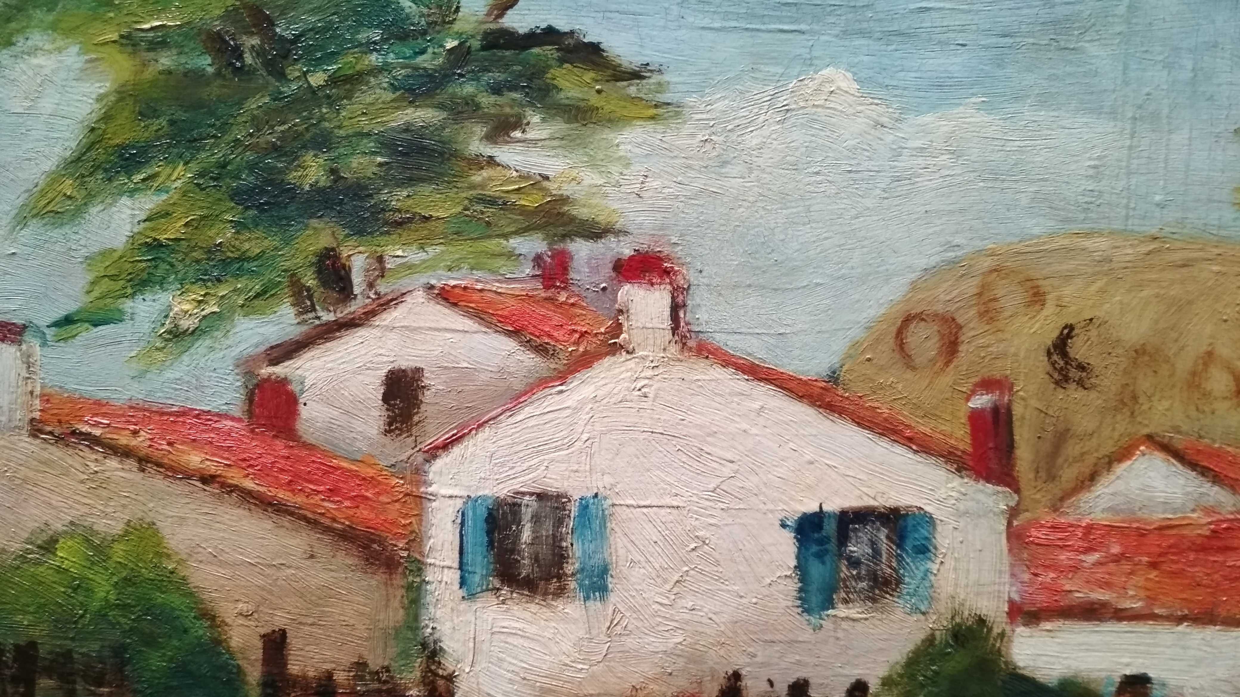 Pintura antiga a óleo sem moldura