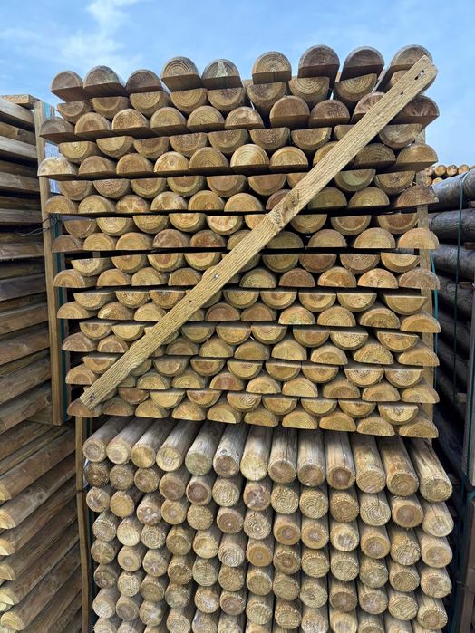 SŁUPEK drewniany fi 80 x 3.0m palik palisada bal pal - impregnowany -