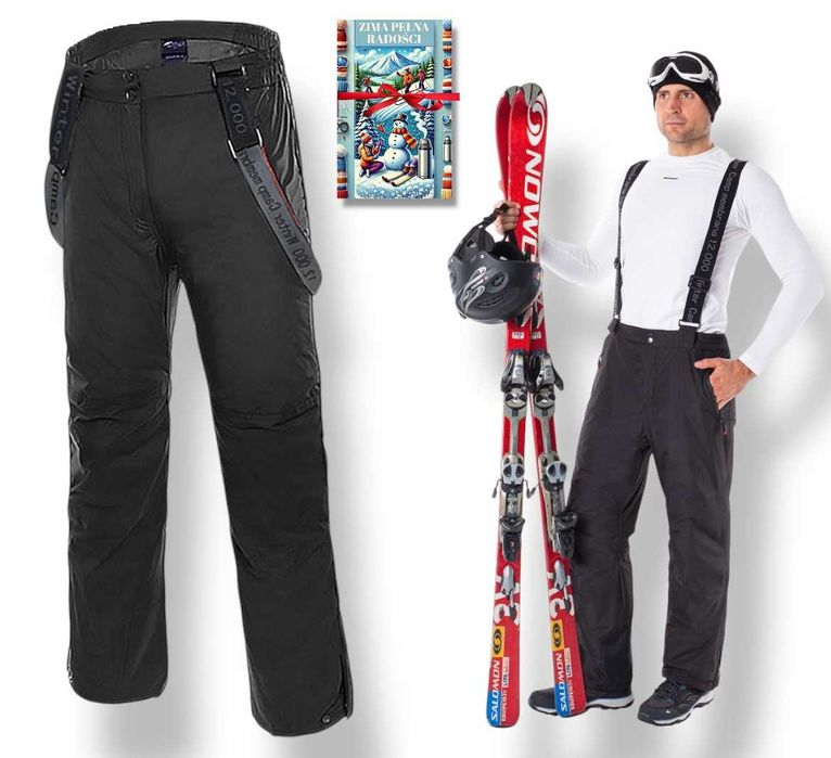 Męskie SPODNIE NARCIARSKIE Zimowe Ocieplane MEMBRANA 12000 r. S-3XL