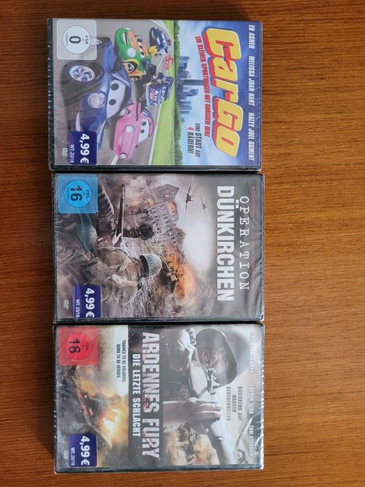 3 filmy DVD, nowe, Operacja Dunkierka, Ardenes Fury i Car Go
