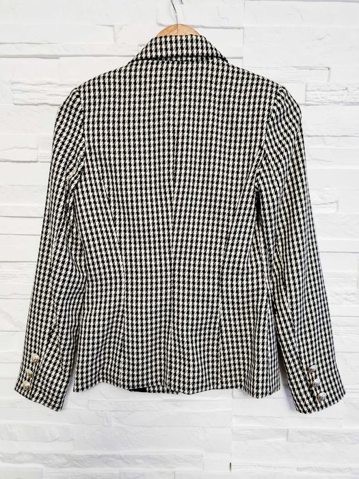 Żakiet marynarka polski edan guziki złote pepitka czarno biały XS, S