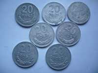 Monety PRL - zestaw 7x 20 gr roczniki od 1973 do 1981