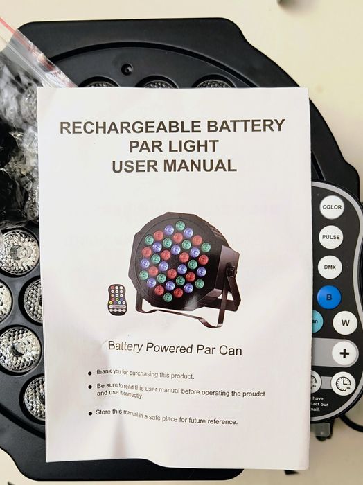 Sprzedam nową lampę PAR LED RGB 36x1W ZQ01104 z baterią i pilotem - id