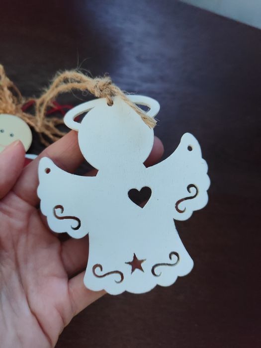 Drewniane Zawieszki na choinkę aniołki