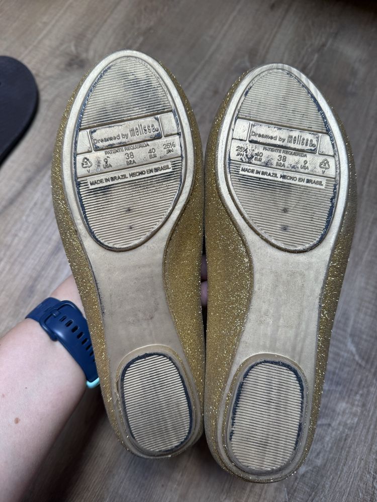 Melissa złote baleriny brokat 40