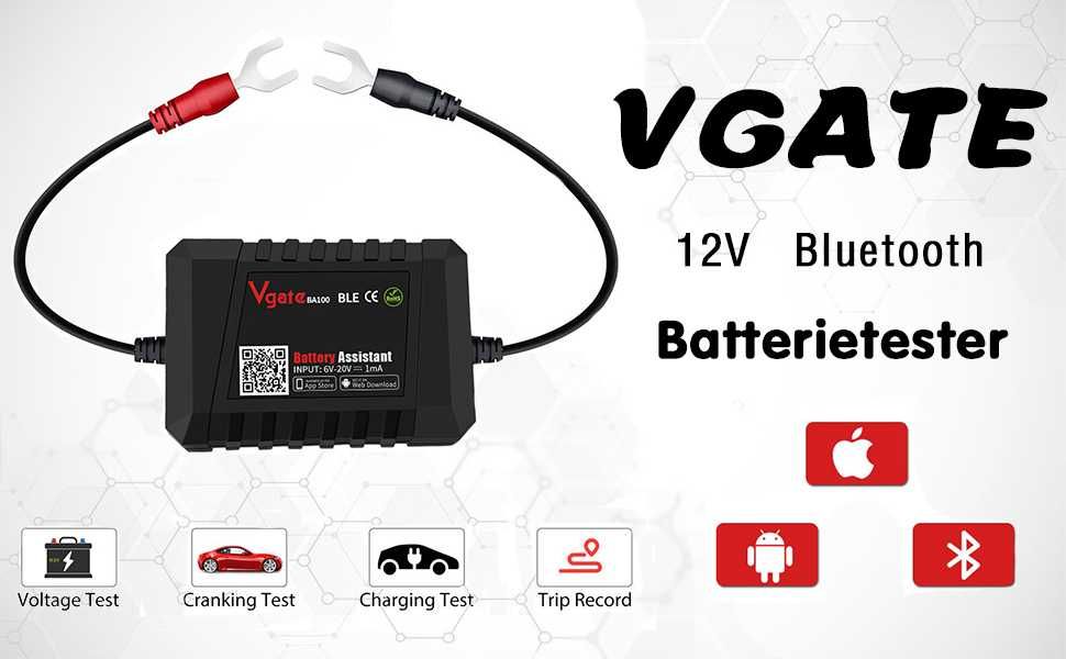 Miernik tester akumulatorów samochodowych Vgate BA100 12V Bluetooth