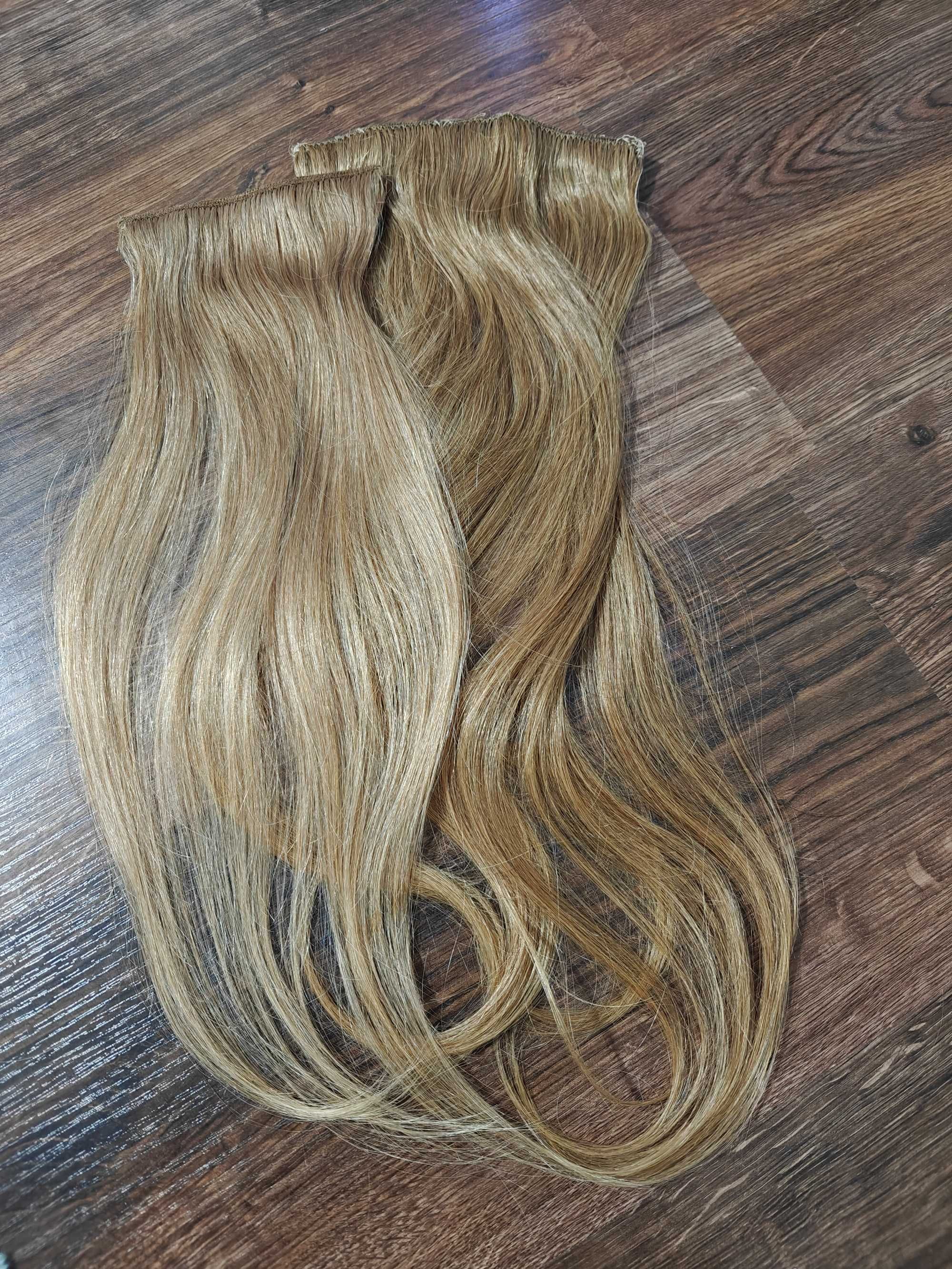 Doczepione włosy clip in ciemny blond