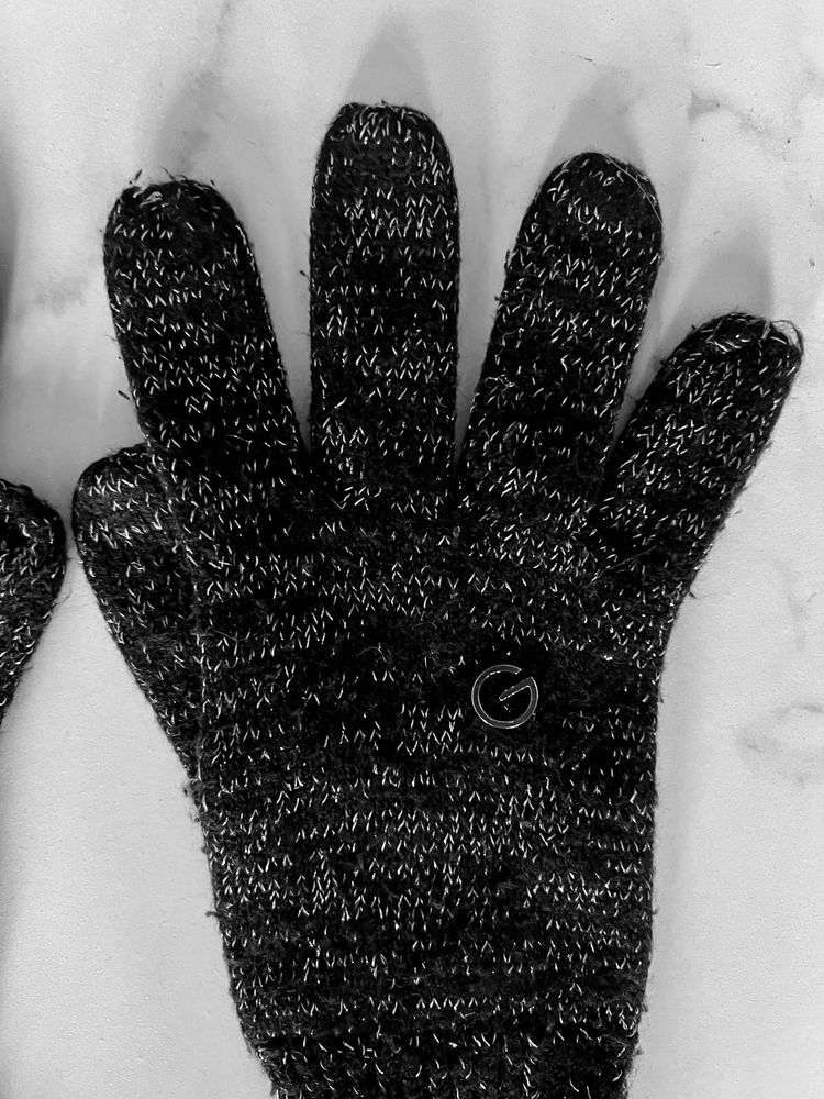 Rękawiczki Gosia Baczyńska GLook lureks czarne srebrne zimowe