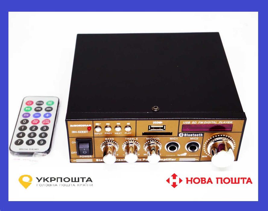 Усилитель звука BM AUDIO BM-606BT FM USB (блютуз + караоке)