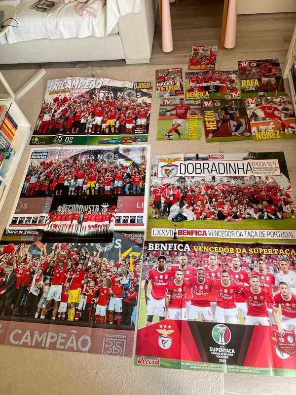 Posters e revista Benfica SLB campeão e taça portugal vários anos
