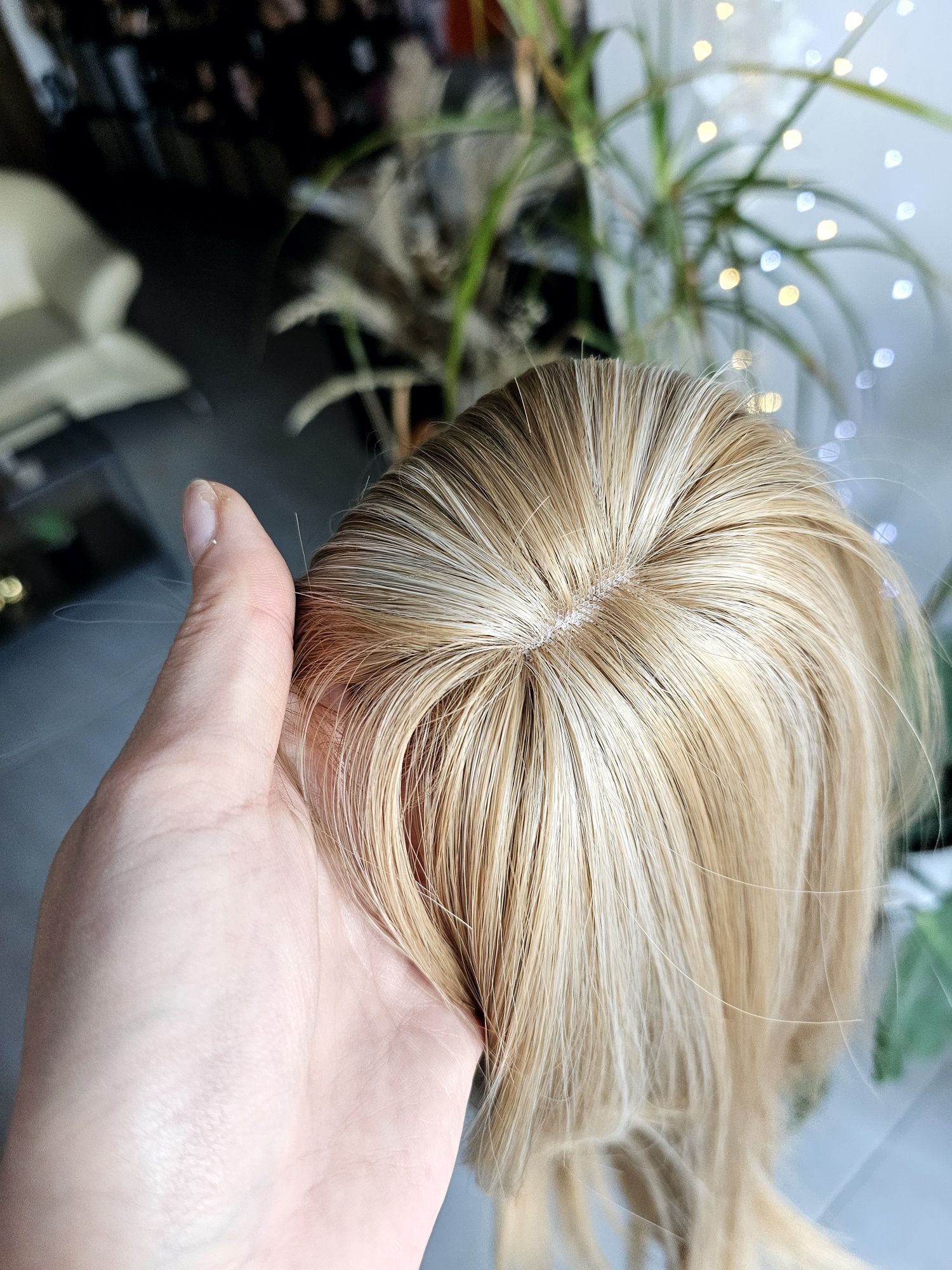 Mini tupet topper Iga miodowy blond refleksy naturalny efekt
