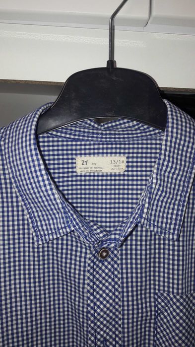 Сорочка голуба в клітинку ZY Boy 156-163см 13-14 років