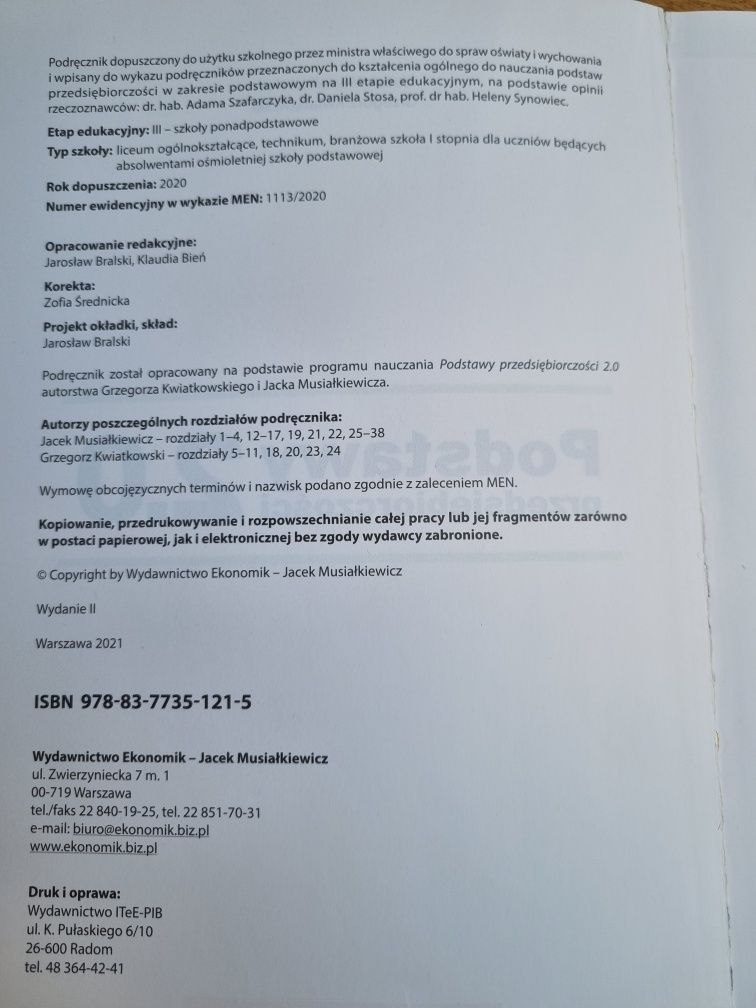 "Podstawy przedsiębiorczości 2.0" podręcznik