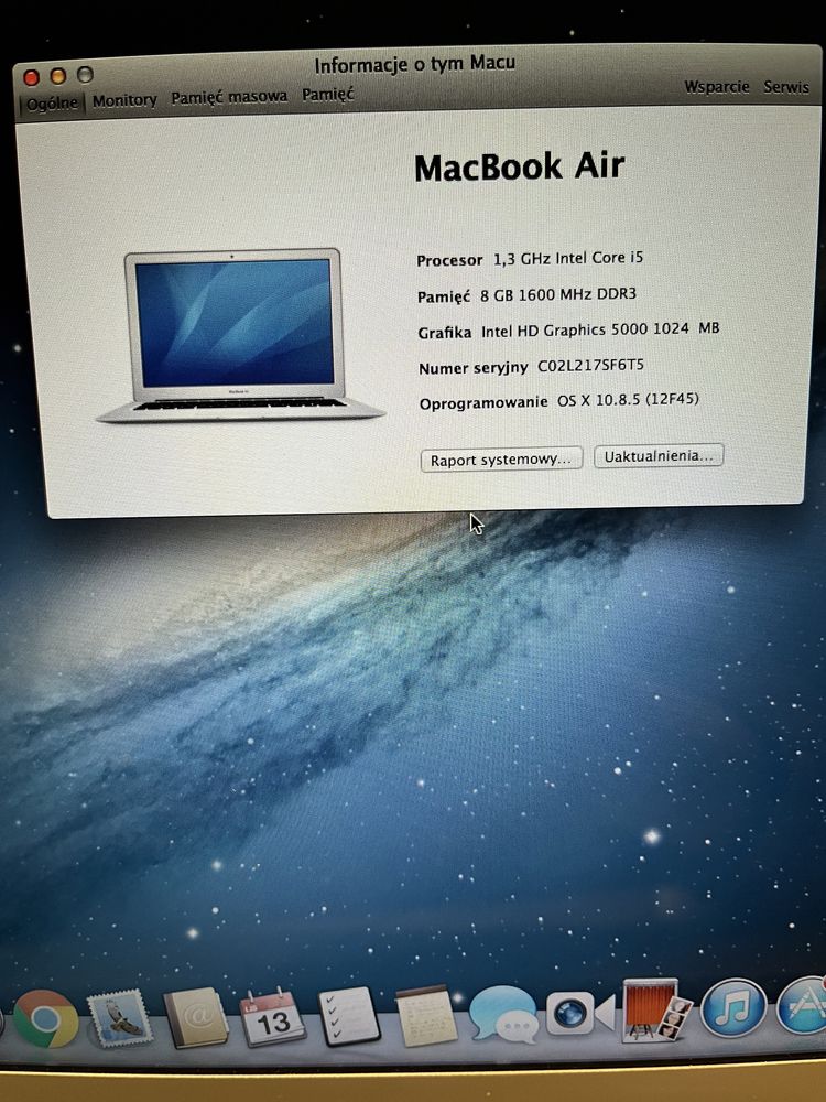 MackBook Air 13” dysk 128 SSD Intel I5 HD graphics 5000 1GB