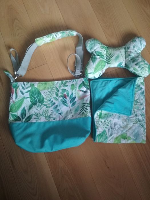 Komplet do wózka, torba kołderka poduszka motylek