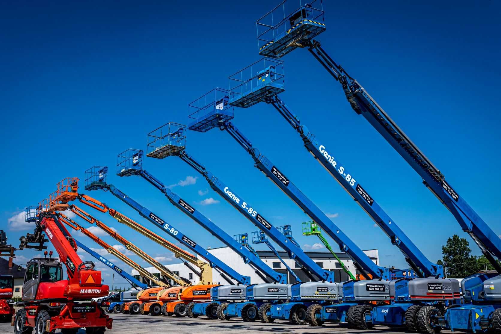 Wynajem podnośnika podnośników podestów wózków JLG Genie Manitou