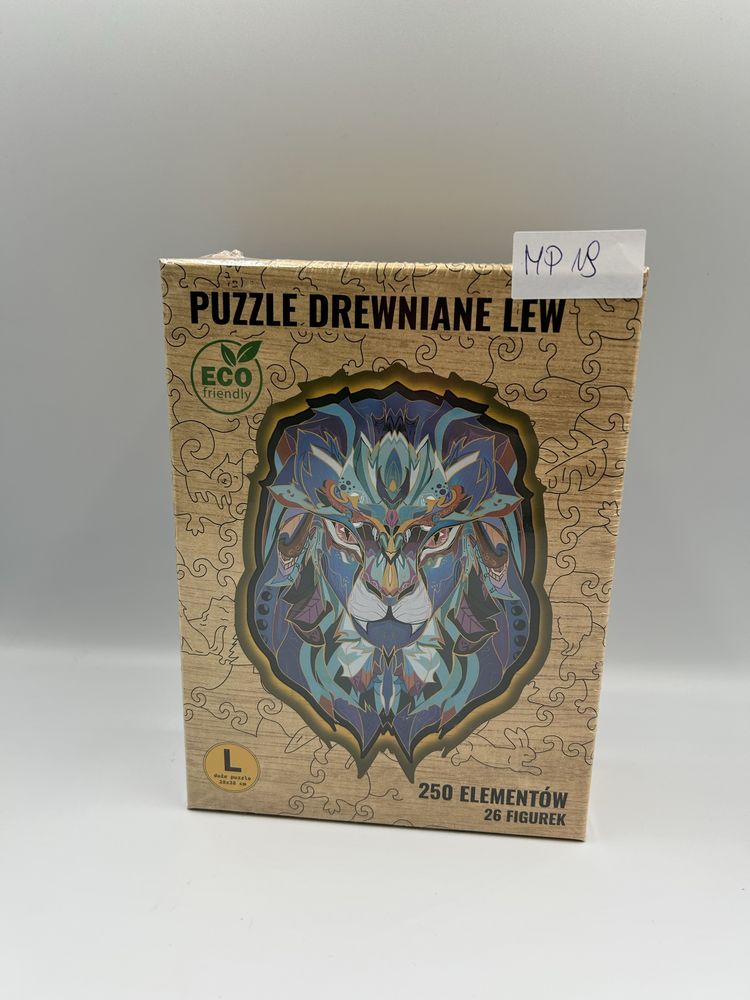 Drewniane kreatywne puzzle Lew 250 elementów 26 figurek