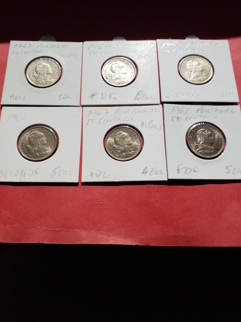 Moedas antigas portuguesas em alpaca.