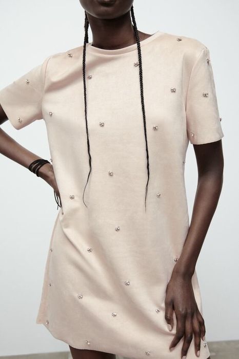 Замшева сукня з камінцями Zara