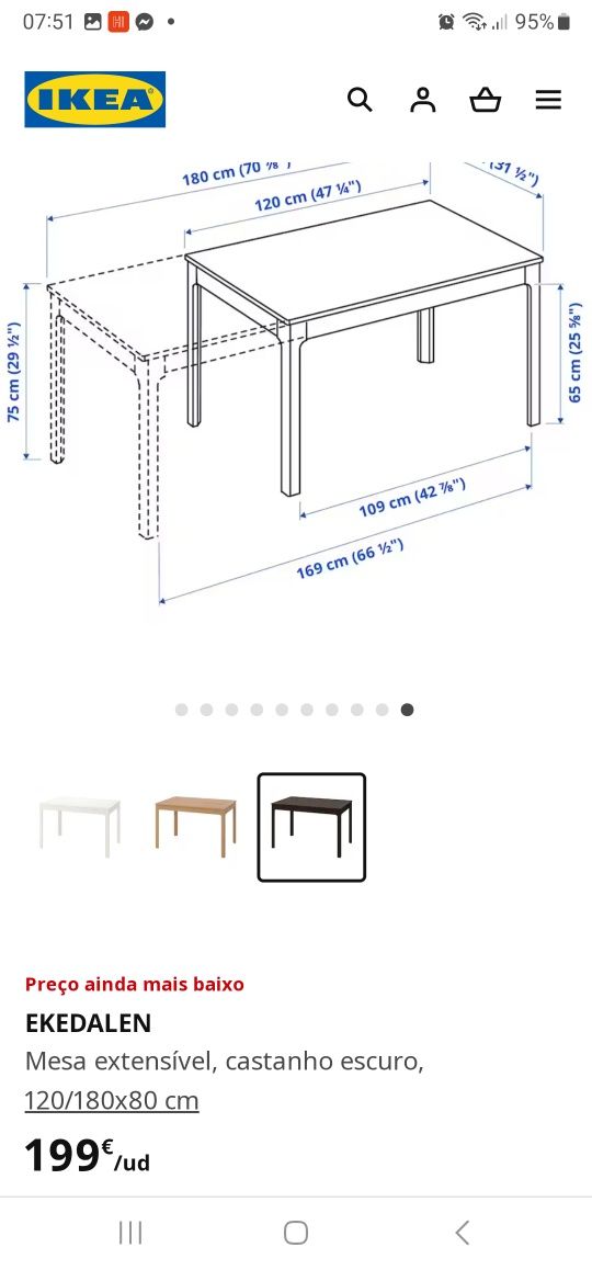 Mesa de sala extensível, em óptimo estado.