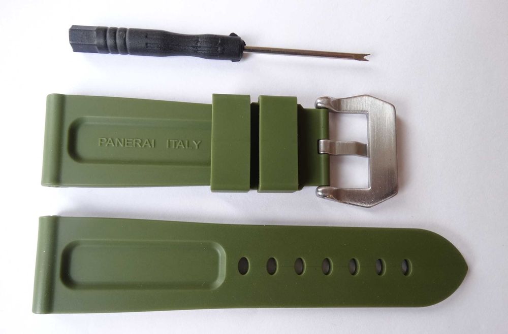 Pasek silikonowy zielony 24mm do zegarka Panerai PAM gumowy klamra