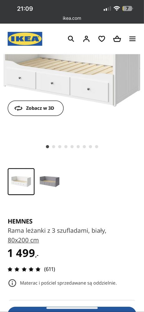 Łozko rozkladane Ikea Hemnes