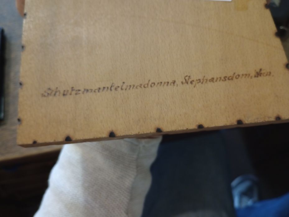 Piękny drewniany obraz Matka Boska z Dzieciątkiem