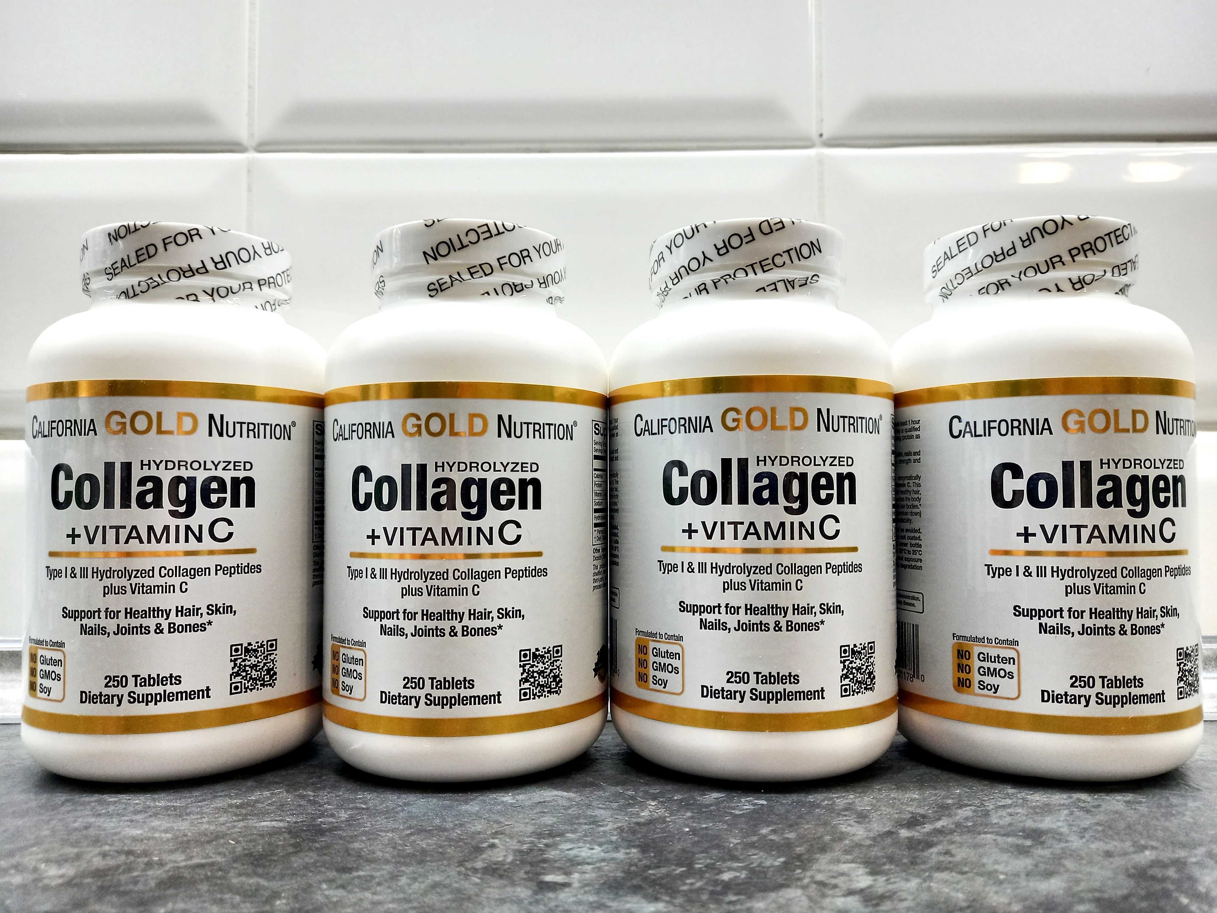 CGN, Hydrolyzed Collagen + Vitamin C (250 таб.), коллаген тип 1 и 3