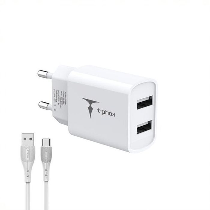 Ładowarka sieciowa T-PHOX POCKET SERIES 2xUSB TCC-224 2.4A 12W + KABEl