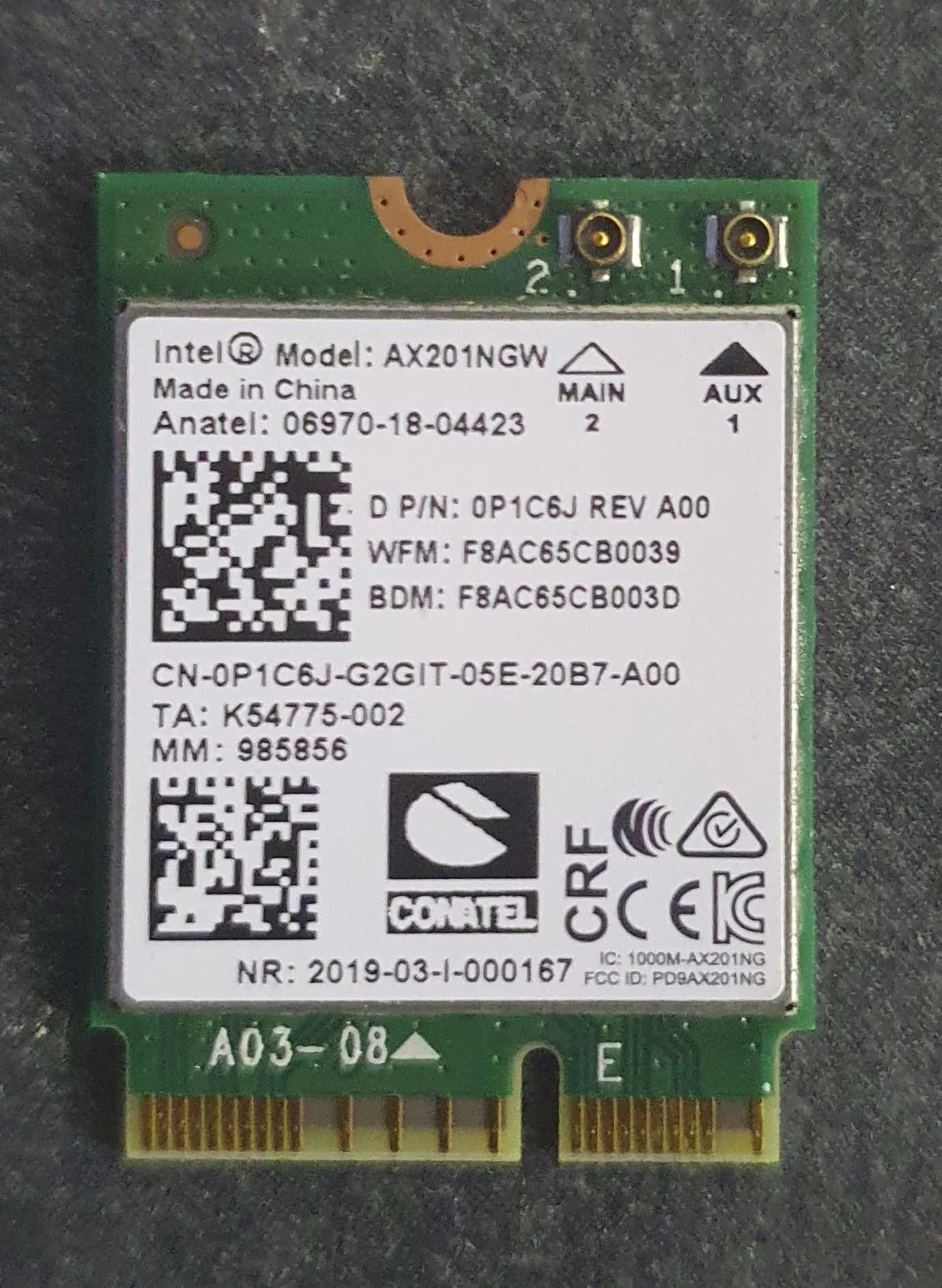 Wi-Fi 5/6 модуль Intel 9560, 201, 211, 2.4/5/6 ГГц Bluetooth та антени