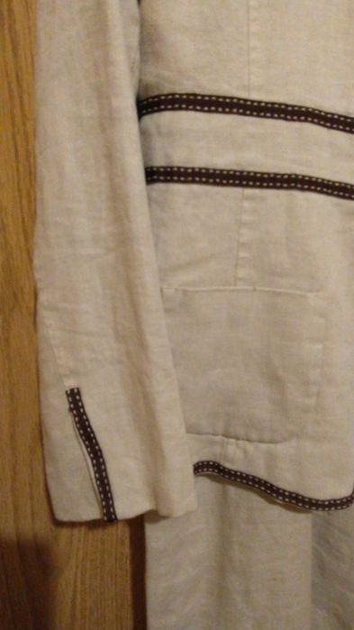 Komplet lniany : żakiet z sukienką