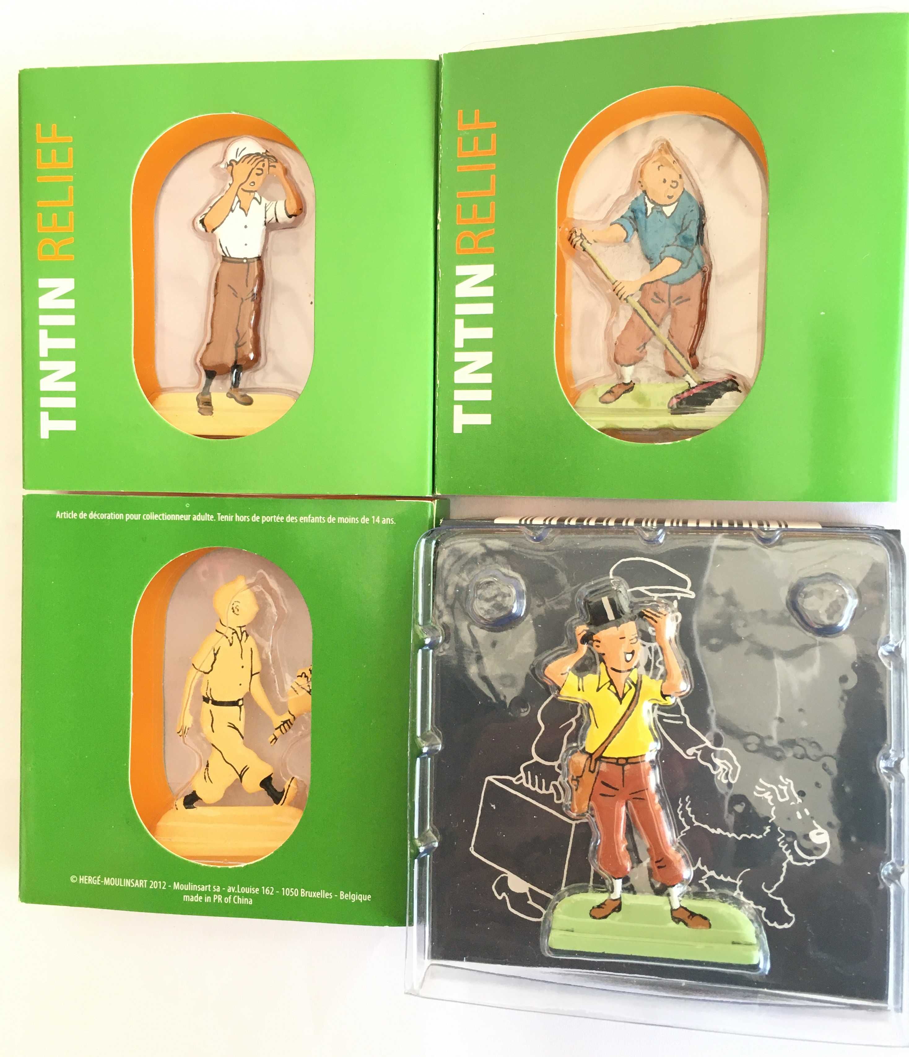 4x figura metal Tintin relief