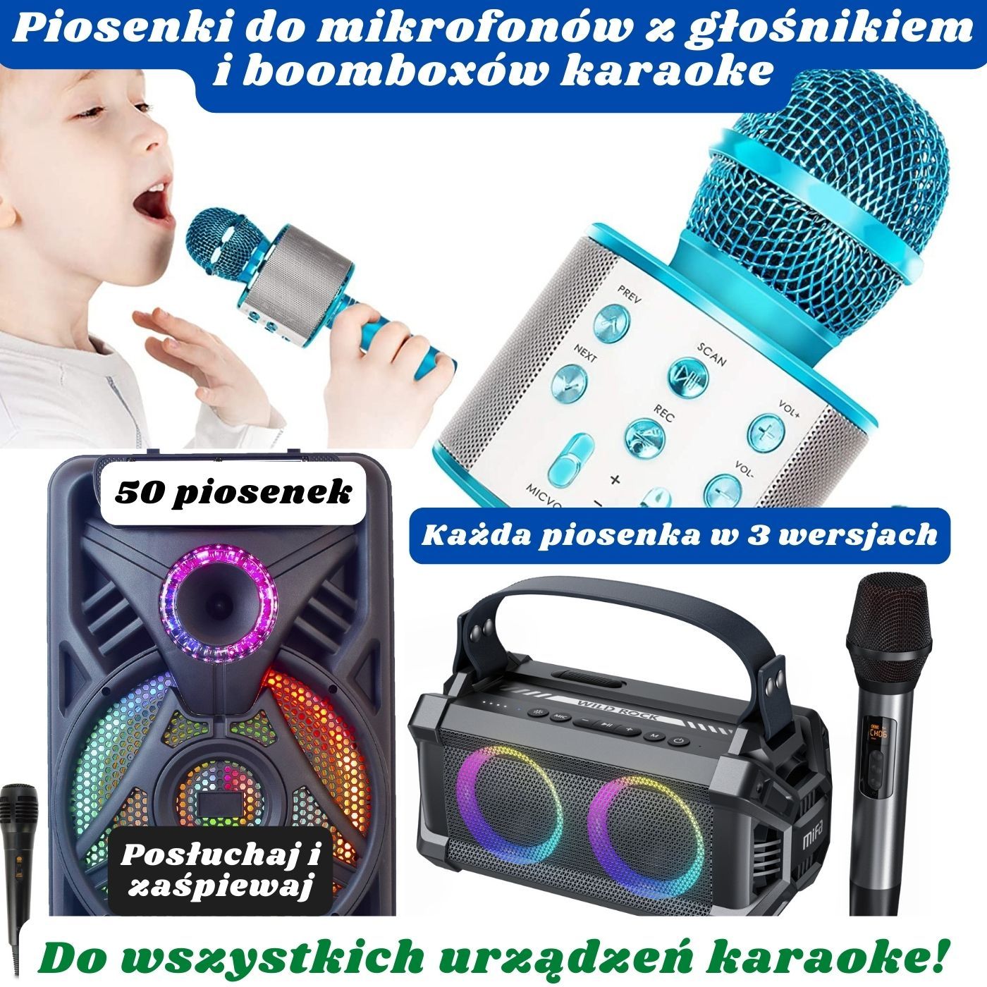 50 piosenek dla dzieci - do mikrofonów z głośnikiem i boomboxów