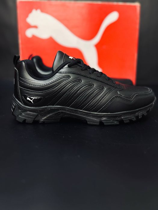 Черные кожаные кроссовки Puma / мужские демисезонные кроссовки пума