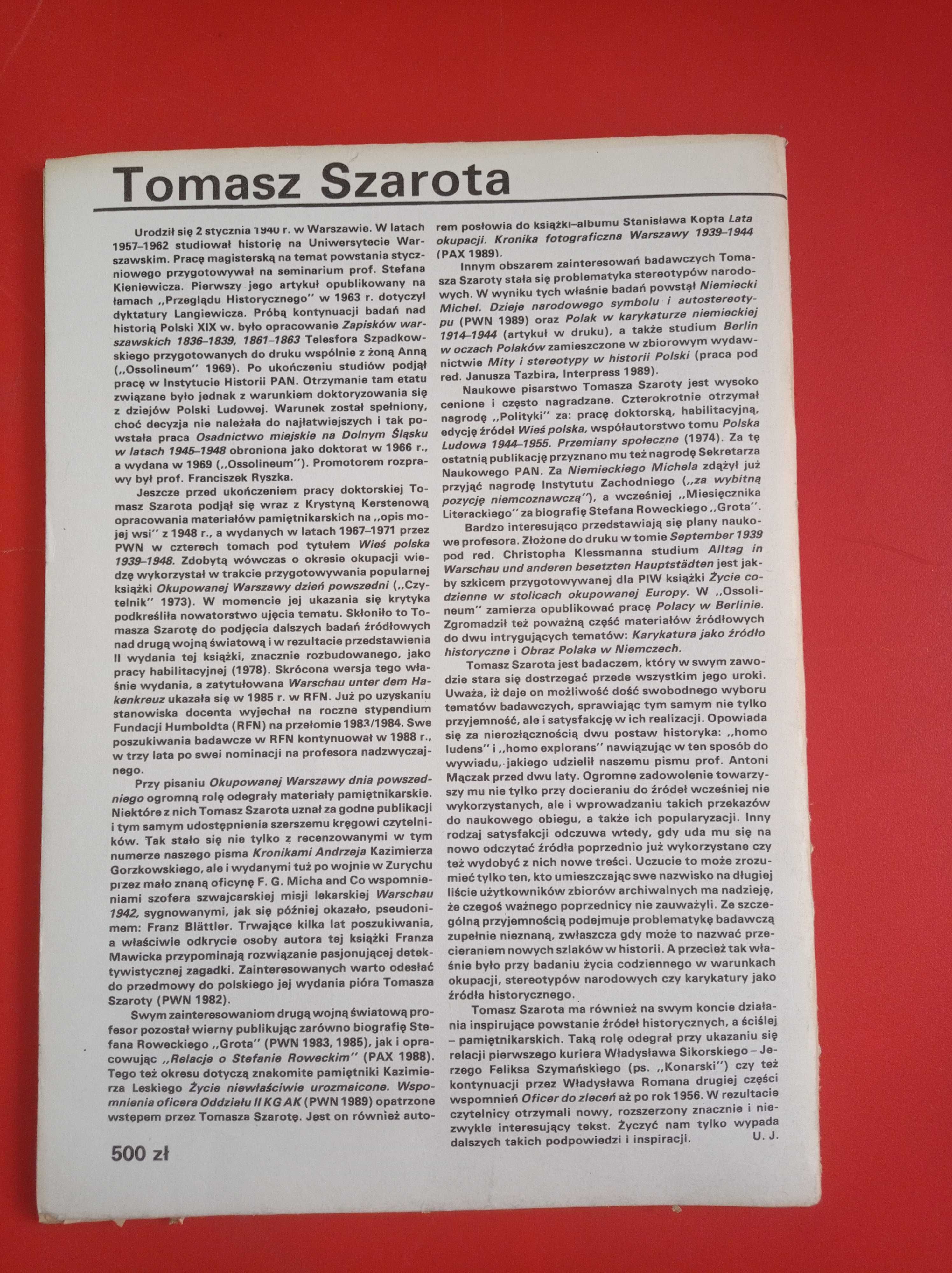 Nowe książki, nr 11 listopad 1989, Tomasz Szarota