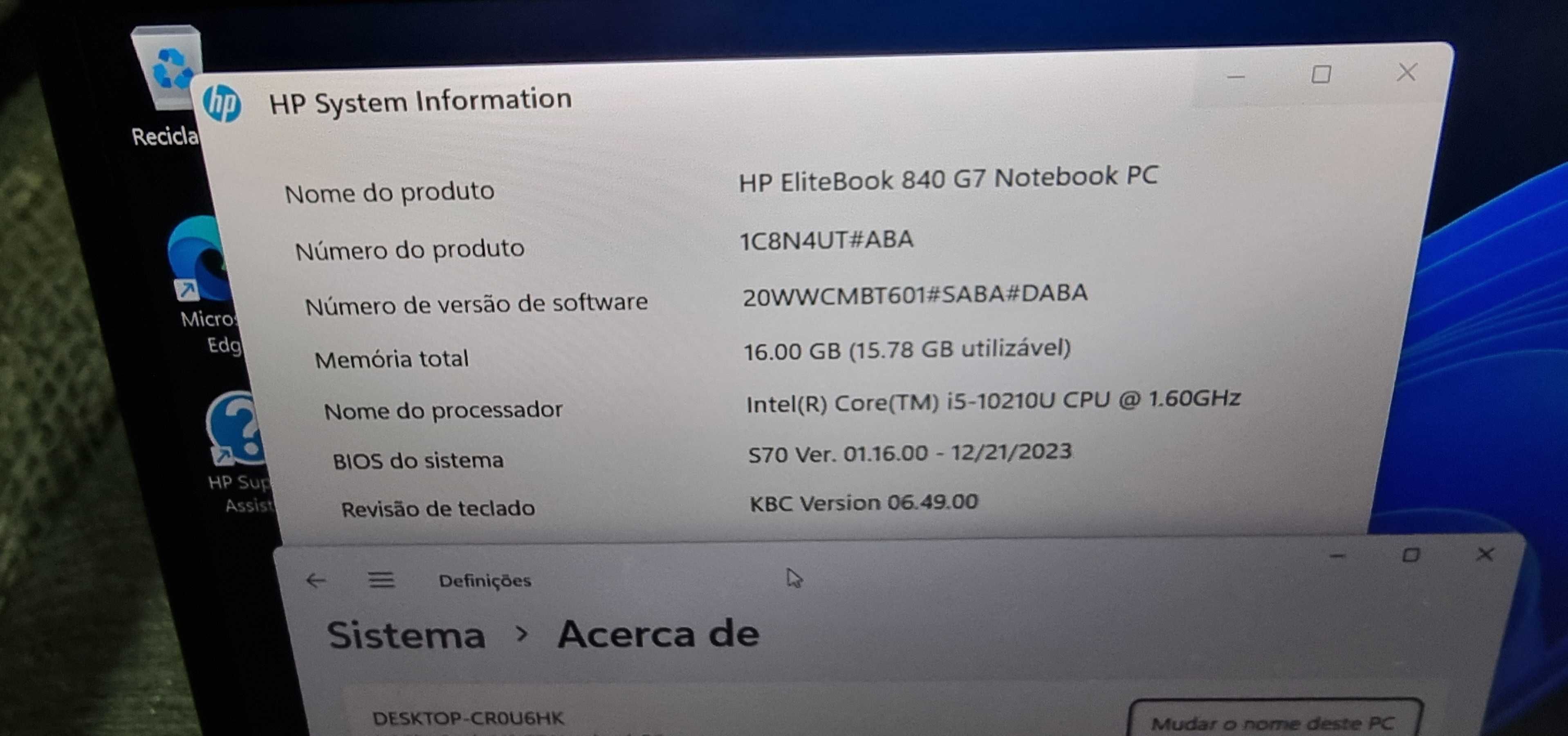 Portátil HP Elitebook 840 G7 i5-10210U - Impecável