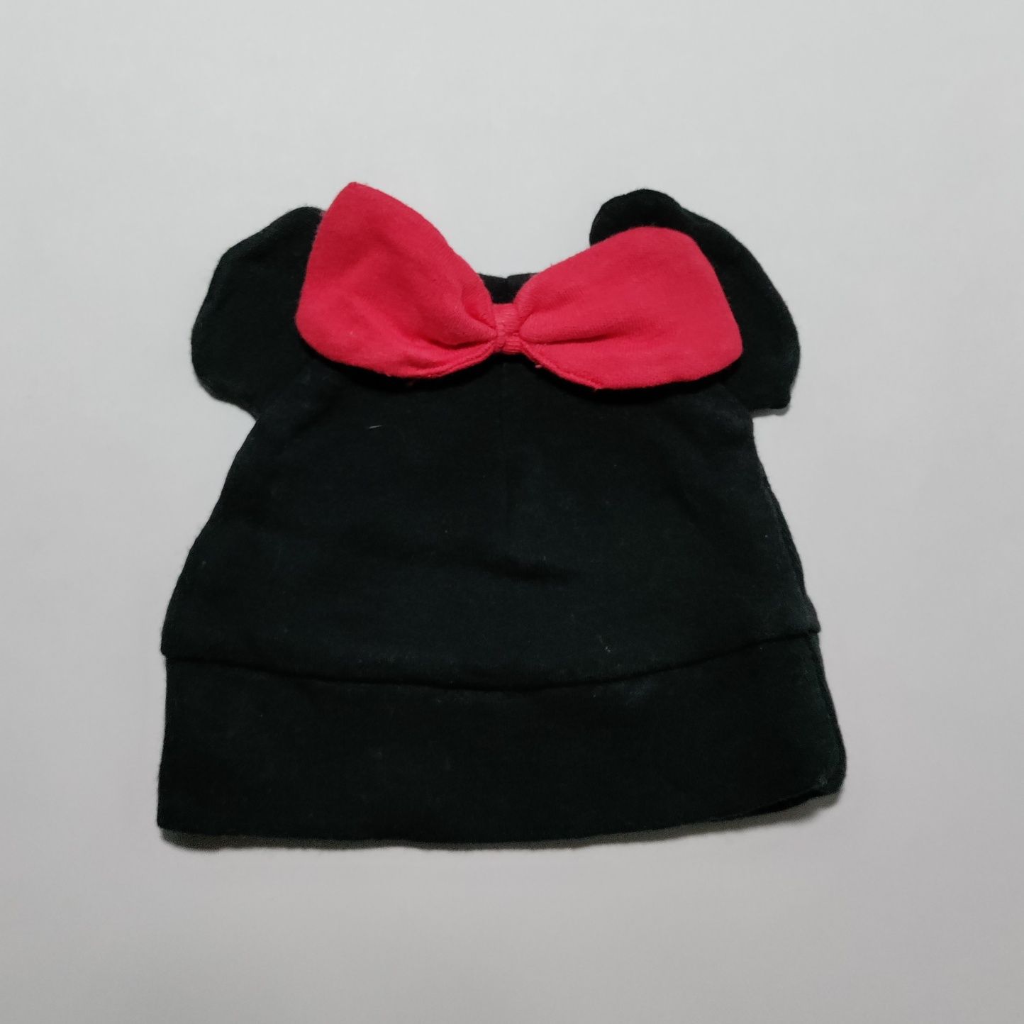 Czarna czapka czapeczka czerwona kokardka myszka Minnie 0-3 m 56 62 cm