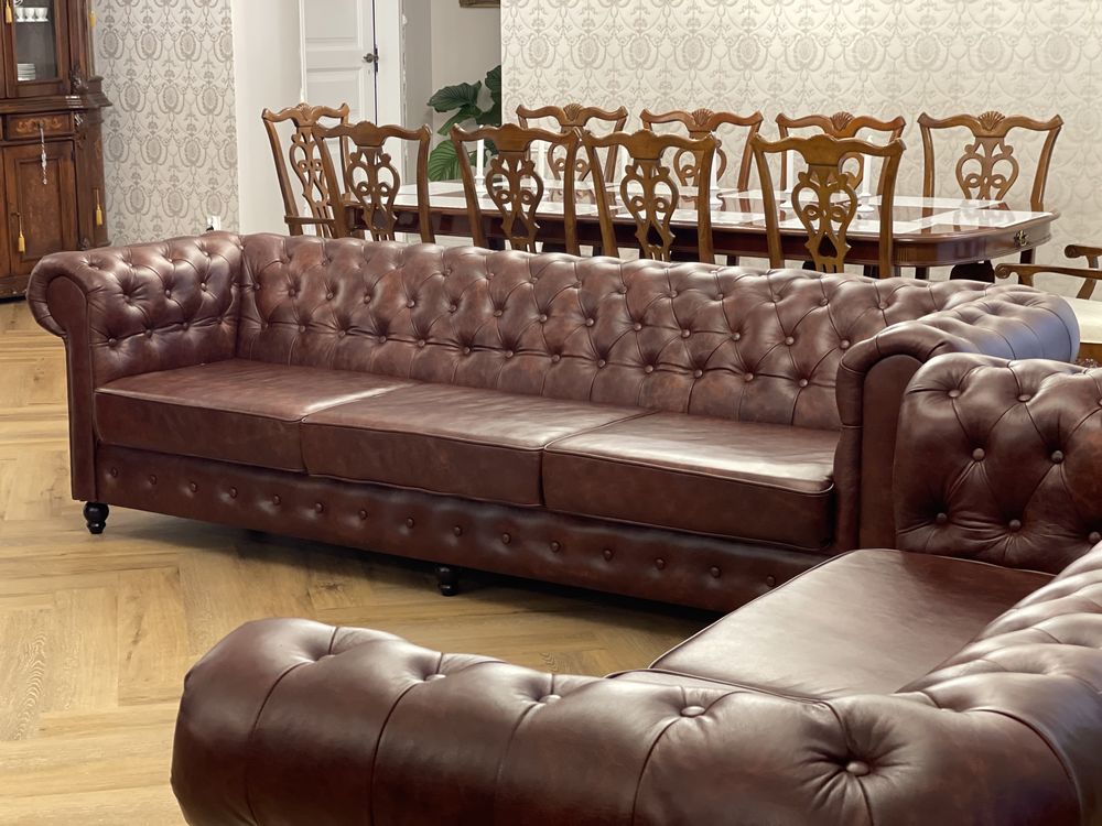 Sofa Chesterfield Skóra Naturalna