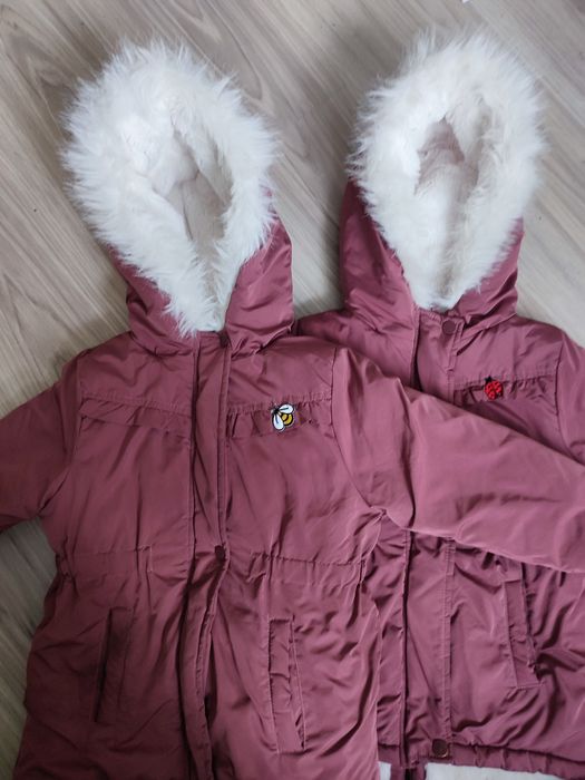 Kurtki zimowe dla bliźniaczek rozmiar 98