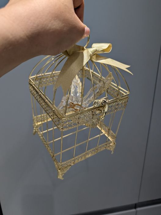 Ptaszek w złotej klatce / pozłacany koliberek