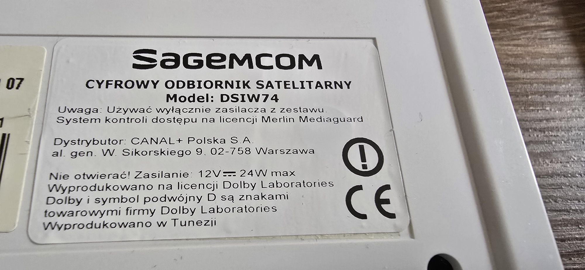 Dekoder nc + na karte na doładowanie Sagemcom DSIW74
