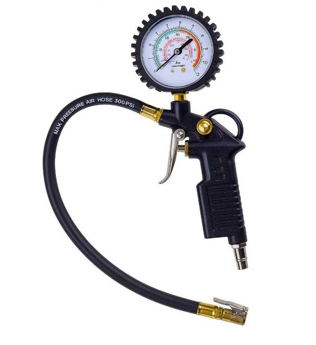 Pistolet do Pompowania Kół Opon z Manometrem PSI Bar kPa kg/cm2