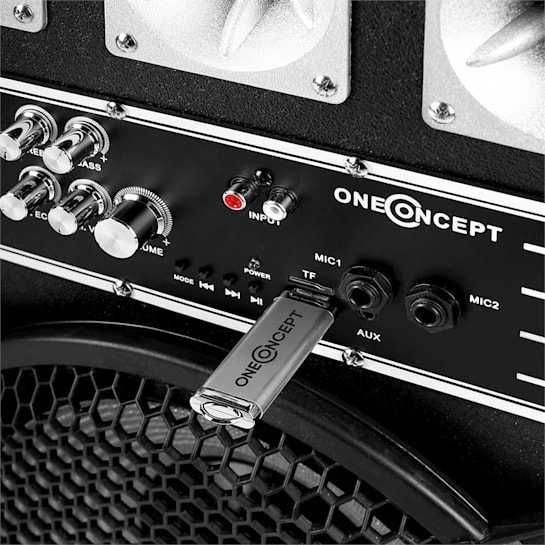 Colunas PA amplificada USB microSD AUX MIC 800W - preto