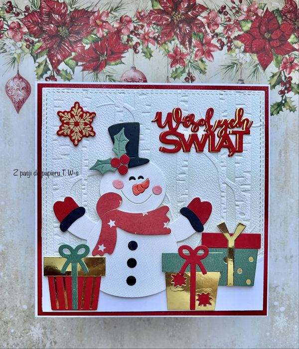 Kartka z kopertą  Bałwanek świąteczna ręcznie robiona