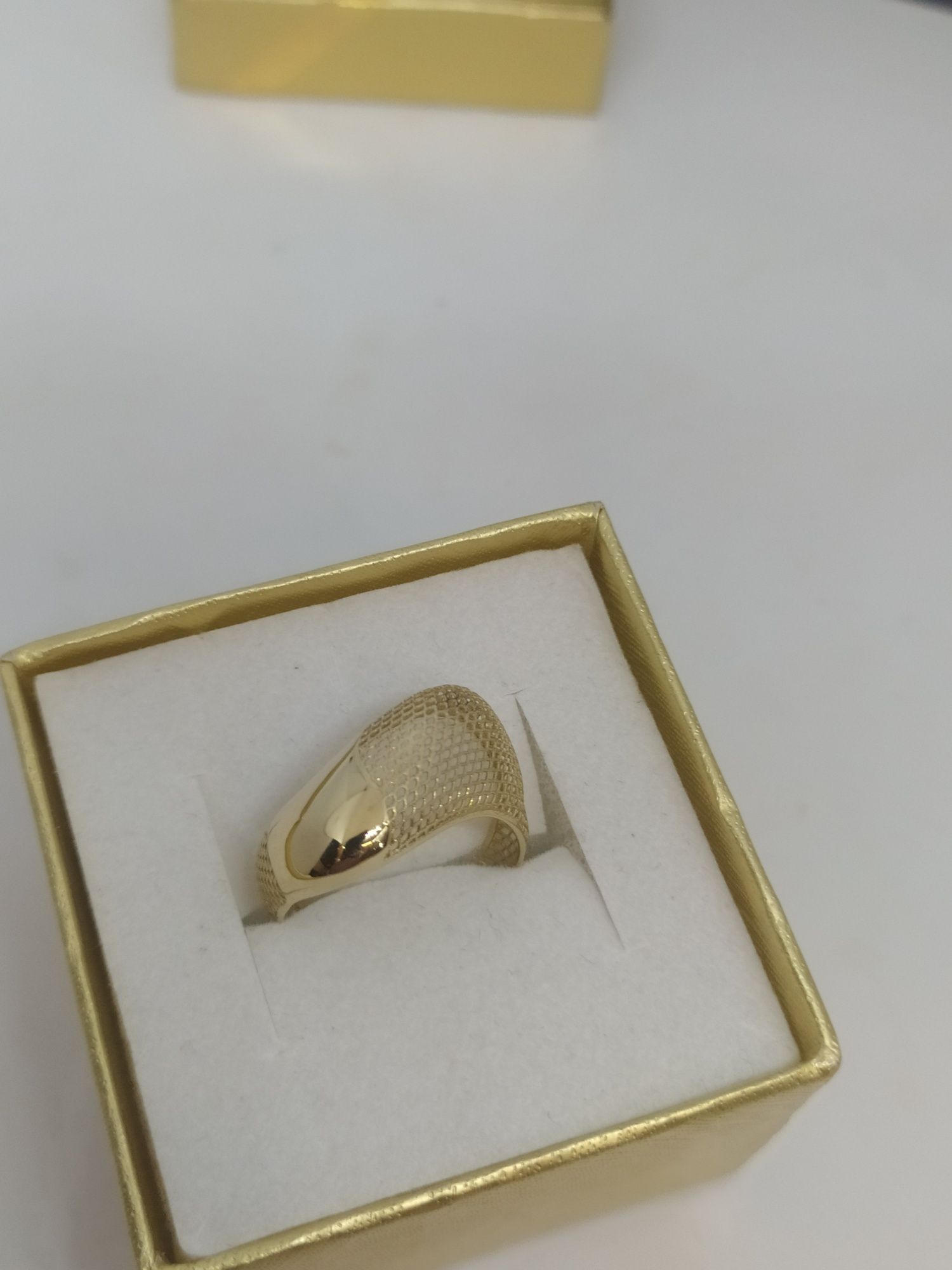 Piękny oryginalny złoty pierścionek siateczka żółte złoto pr 585