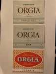 Tres Etiquetas Rotulos de Garrafa Orgia