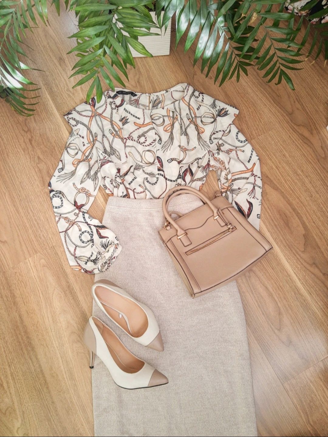 Zara Basic bluzka we wzory xl elegancka oryginalna