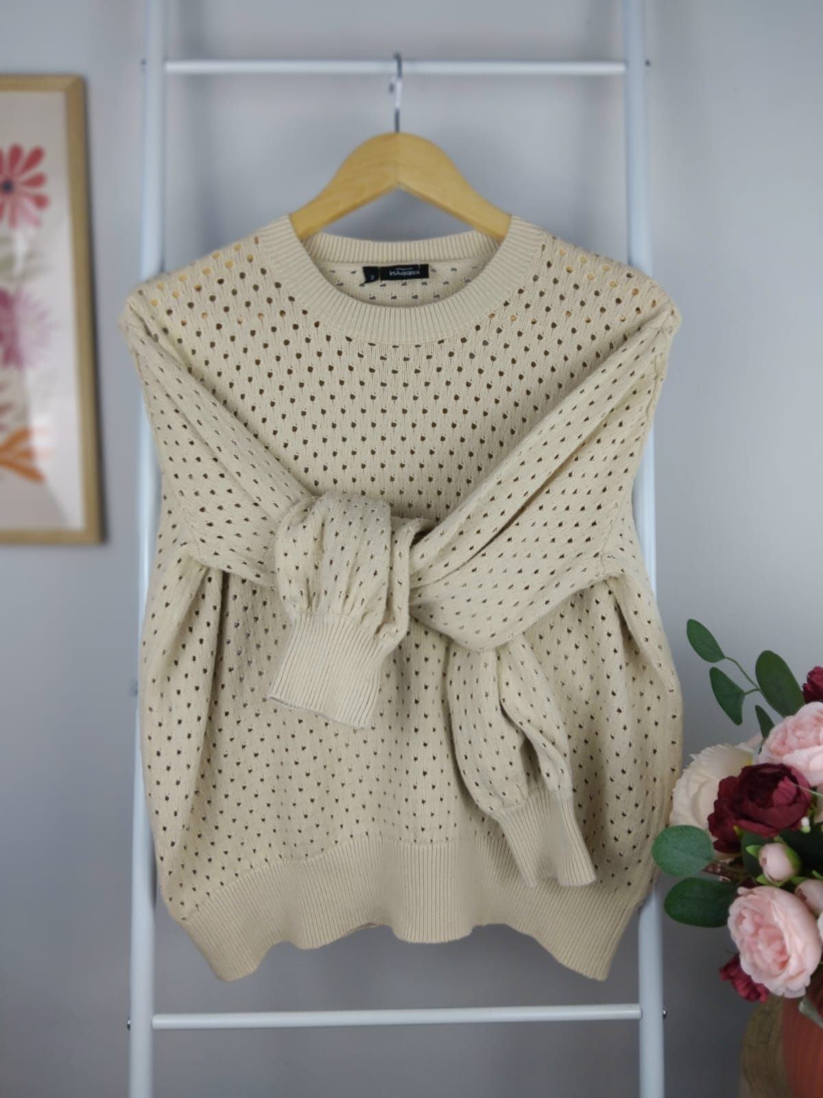 Bawełniany sweter ażurowy Kapphl 100% bawełna narzutka na lato boho S