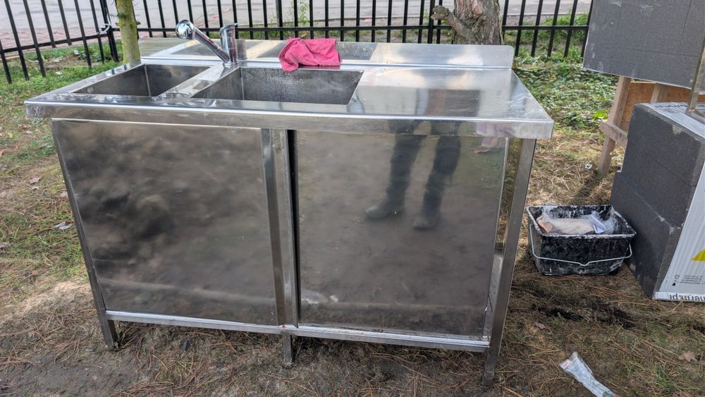 Szafka ze zlewem 2  komory stal nierdzewna